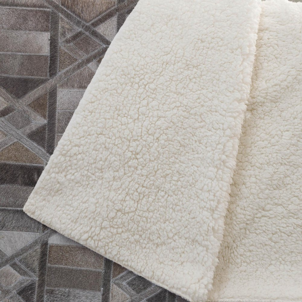 50" X 70" Gray Black And Beige Geometric Plush Throw Blanket HomeRoots