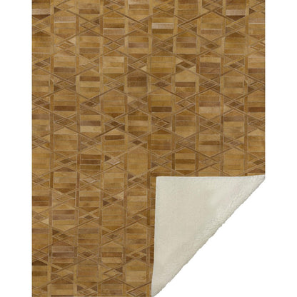 50" X 70" Brown Beige And Coffee Geometric Microfiber Plush Throw Blanket HomeRoots