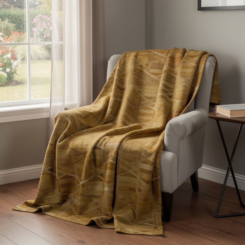 50" X 70" Brown Beige And Coffee Geometric Microfiber Plush Throw Blanket HomeRoots