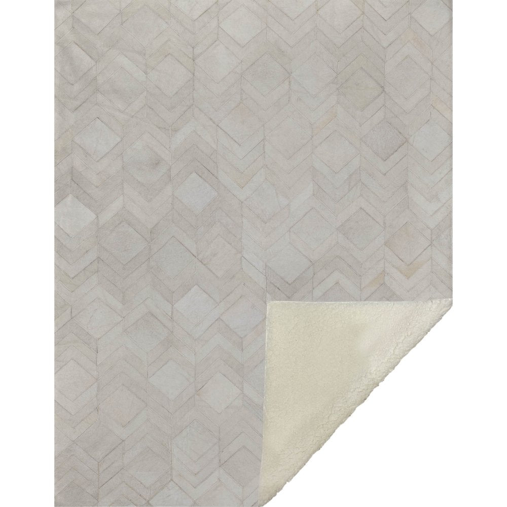 50" X 70" Ivory And Beige Geometric Microfiber Plush Throw Blanket HomeRoots