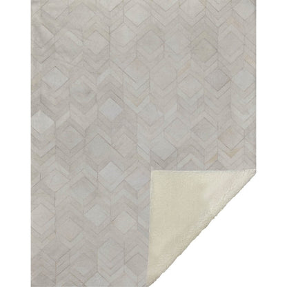 50" X 70" Ivory And Beige Geometric Microfiber Plush Throw Blanket HomeRoots