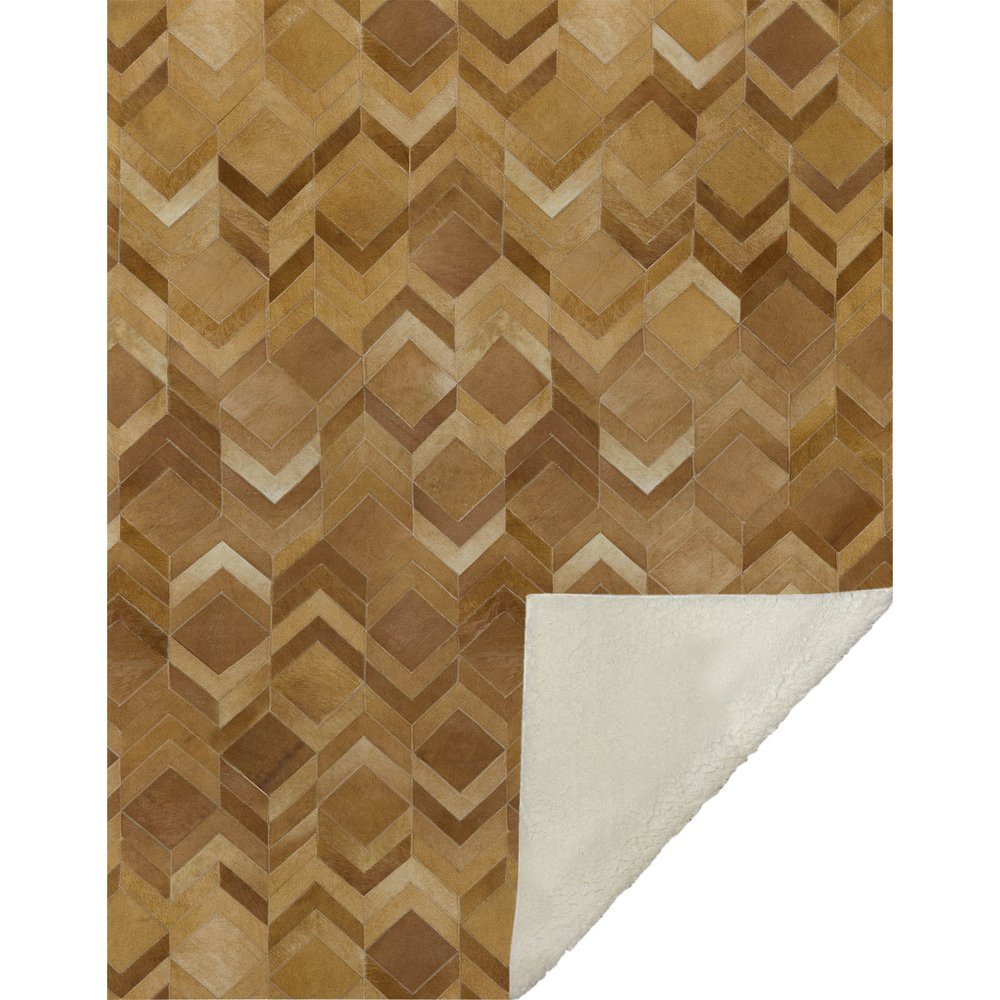 50" X 70" Brown Beige And Gold Geometric Microfiber Plush Throw Blanket HomeRoots