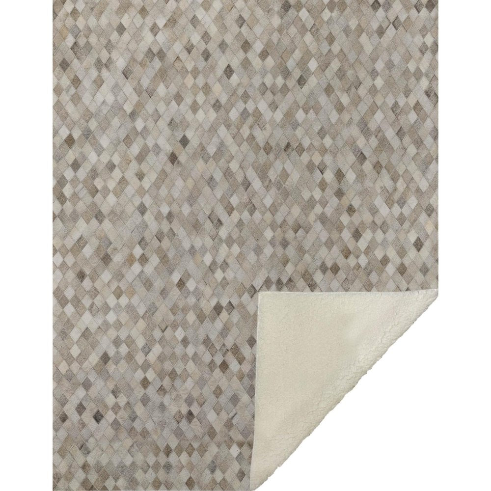 50" X 70" Gray Beige And Ivory Geometric Microfiber Plush Throw Blanket HomeRoots