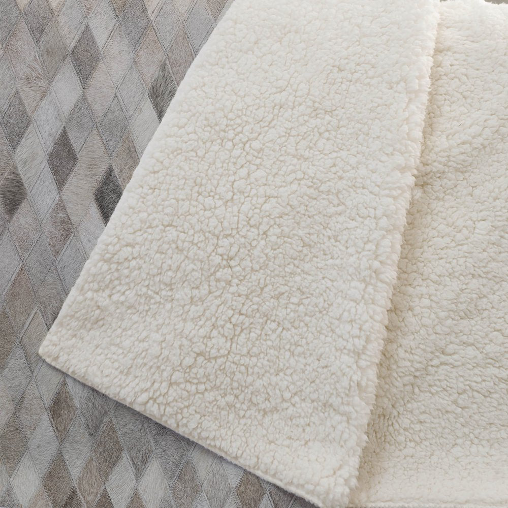 50" X 70" Gray Beige And Ivory Geometric Microfiber Plush Throw Blanket HomeRoots