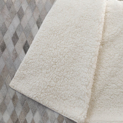 50" X 70" Gray Beige And Ivory Geometric Microfiber Plush Throw Blanket HomeRoots