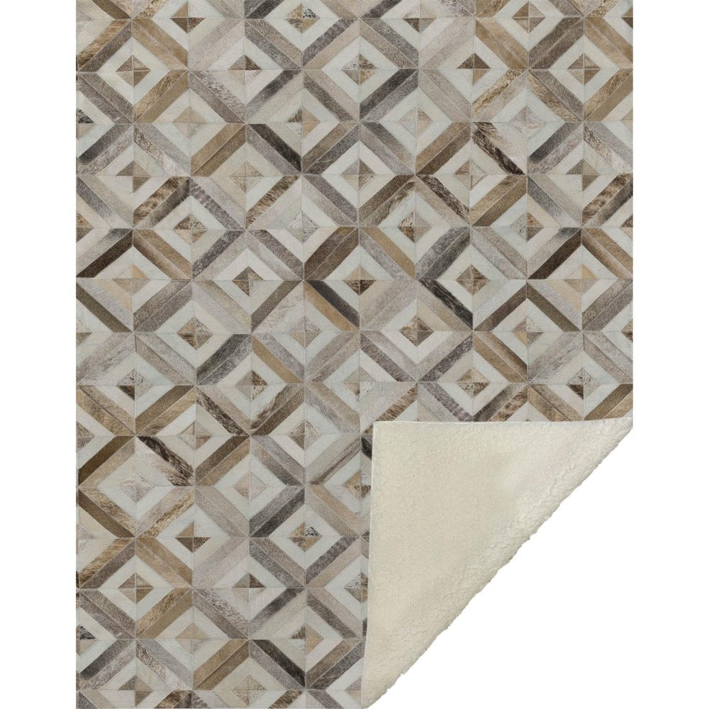 50" X 70" Gray And Brown Geometric Microfiber Plush Throw Blanket HomeRoots
