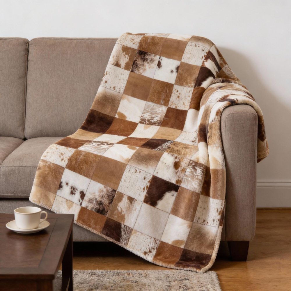 50" X 70" Brown And Ivory Animal Print Microfiber Plush Throw Blanket HomeRoots