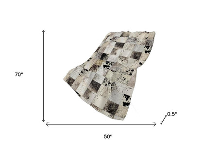 50" X 70" Granite Gray Black And Ivory Animal Print Plush Throw Blanket HomeRoots