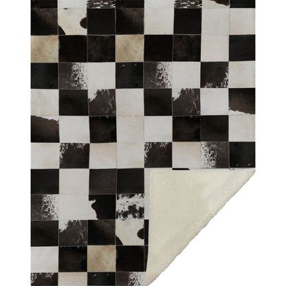 50" X 70" Black Ivory And Beige Microfiber Animal Print Plush Throw Blanket