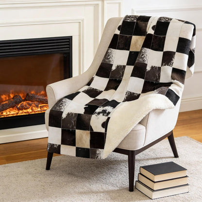 50" X 70" Black Ivory And Beige Microfiber Animal Print Plush Throw Blanket