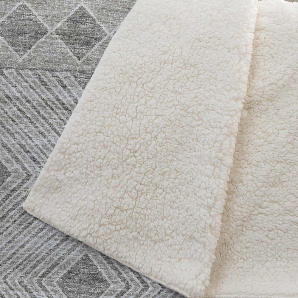 50" X 70" Taupe And Ivory Geometric Plush Throw Blanket HomeRoots