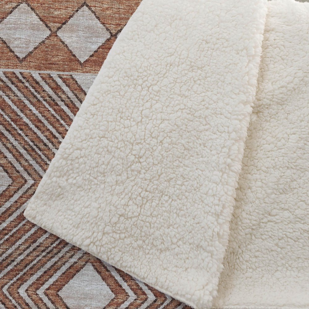 50" X 70" Rust And Ivory Microfiber Geometric Plush Throw Blanket HomeRoots