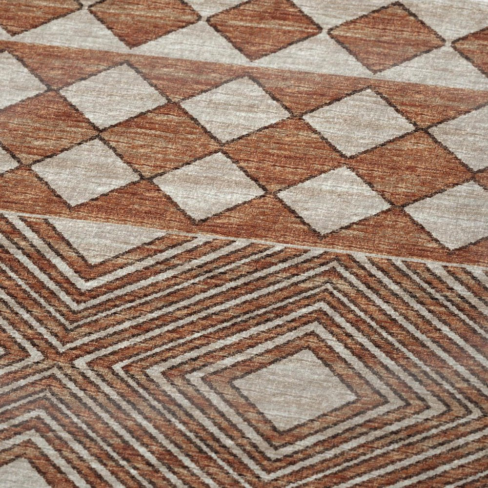50" X 70" Rust And Ivory Microfiber Geometric Plush Throw Blanket HomeRoots