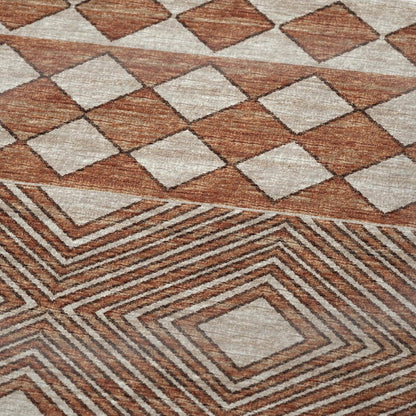 50" X 70" Rust And Ivory Microfiber Geometric Plush Throw Blanket HomeRoots