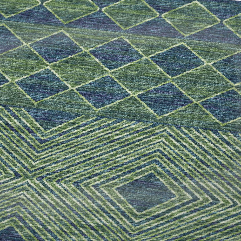 50" X 70" Green And Blue Microfiber Geometric Plush Throw Blanket HomeRoots