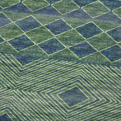 50" X 70" Green And Blue Microfiber Geometric Plush Throw Blanket HomeRoots