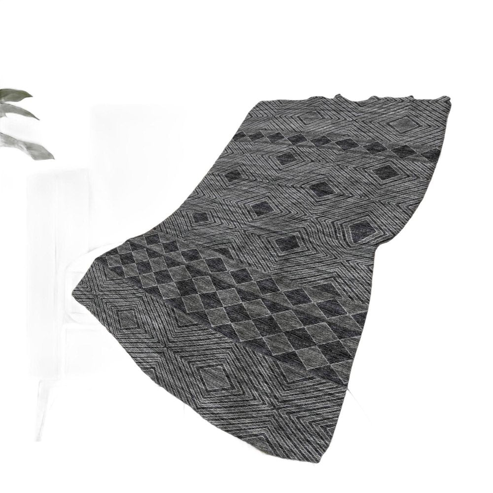 50" X 70" Gray And Black Geometric Plush Throw Blanket HomeRoots
