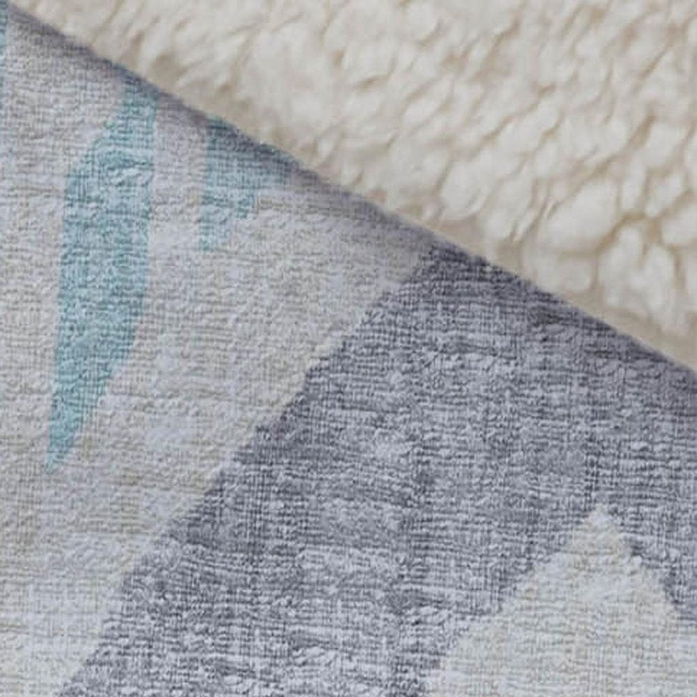 50" X 70" Aqua Gold And Ivory Microfiber Ikat Plush Throw Blanket HomeRoots