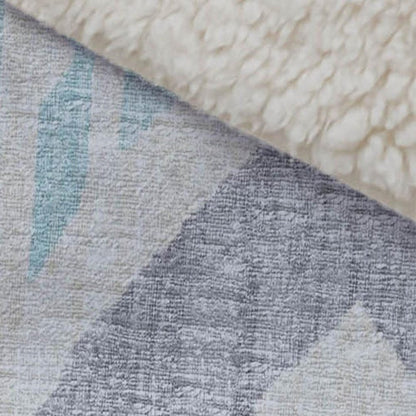 50" X 70" Aqua Gold And Ivory Microfiber Ikat Plush Throw Blanket HomeRoots