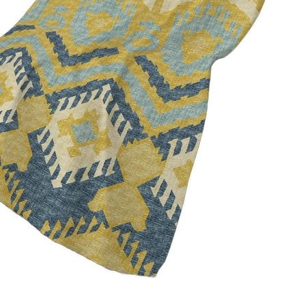 50" X 70" Yellow And Blue Ikat Plush Throw Blanket HomeRoots
