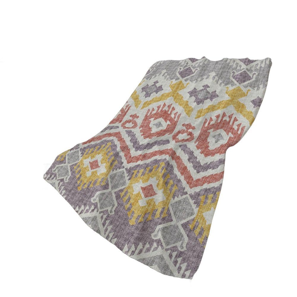 50" X 70" Purple Coral And Gold Ikat Plush Throw Blanket HomeRoots