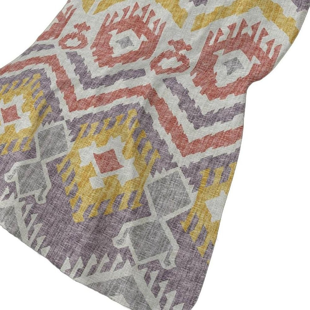 50" X 70" Purple Coral And Gold Ikat Plush Throw Blanket HomeRoots