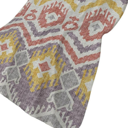 50" X 70" Purple Coral And Gold Ikat Plush Throw Blanket HomeRoots