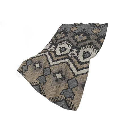 50" X 70" Sand Ivory And Gray Ikat Plush Throw Blanket HomeRoots