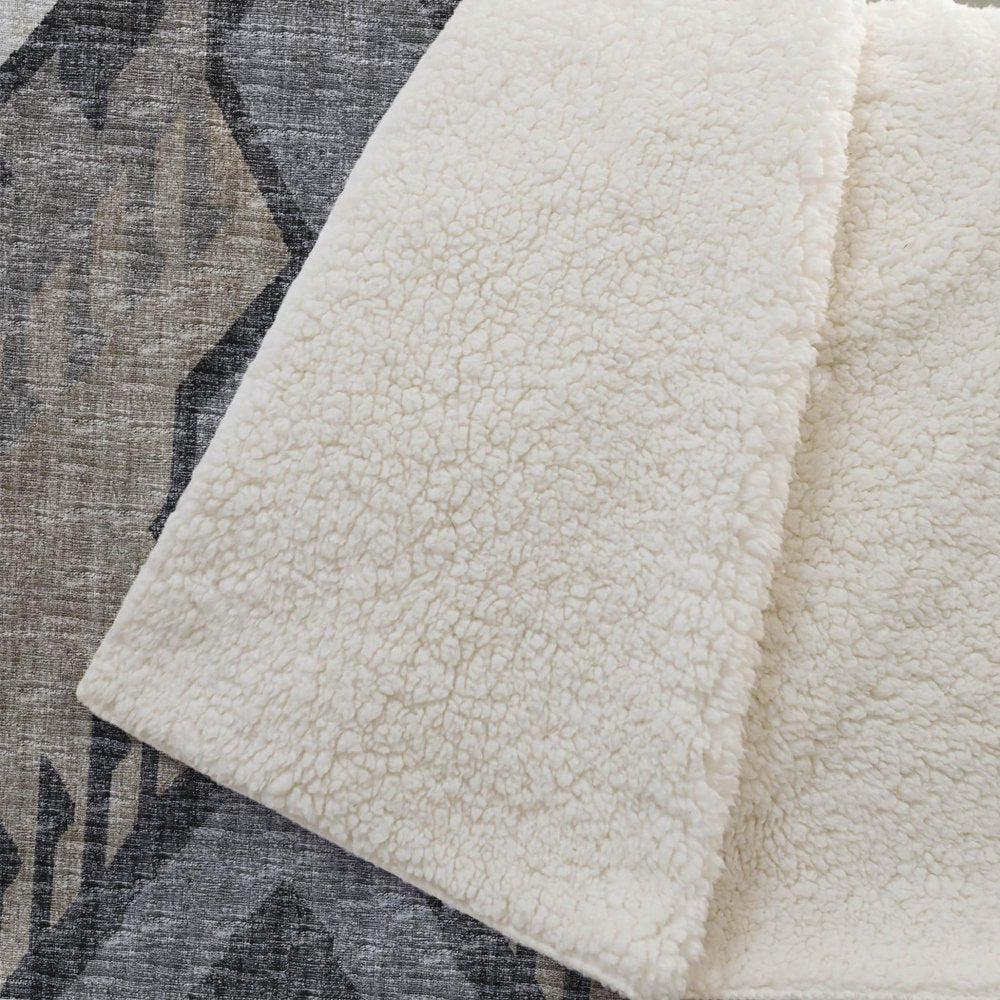 50" X 70" Sand Ivory And Gray Ikat Plush Throw Blanket HomeRoots