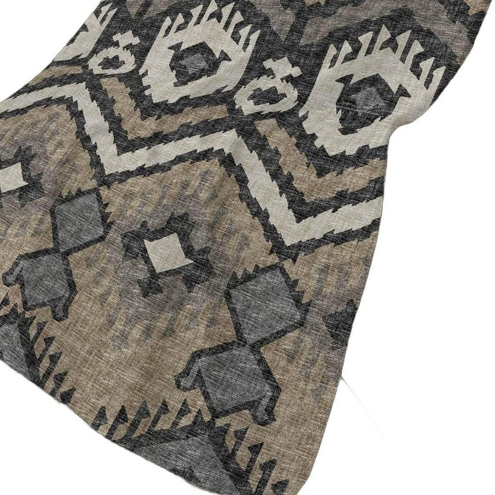 50" X 70" Sand Ivory And Gray Ikat Plush Throw Blanket HomeRoots