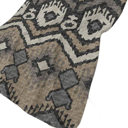 50" X 70" Sand Ivory And Gray Ikat Plush Throw Blanket HomeRoots