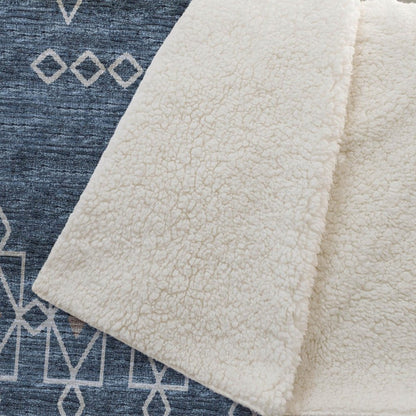 50" X 70" Blue And Rust Geometric Plush Throw Blanket HomeRoots