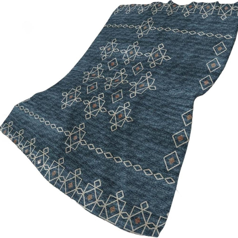 50" X 70" Blue And Rust Geometric Plush Throw Blanket HomeRoots