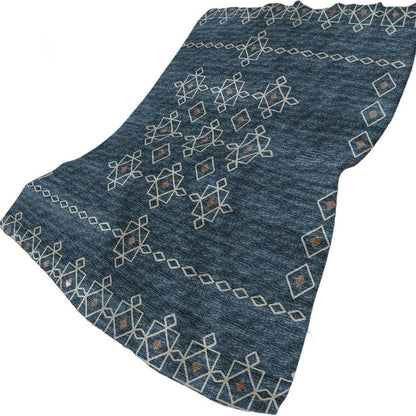 50" X 70" Blue And Rust Geometric Plush Throw Blanket HomeRoots