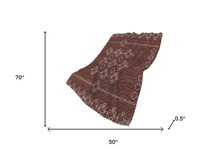 50" X 70" Rust And Ivory Geometric Plush Throw Blanket HomeRoots