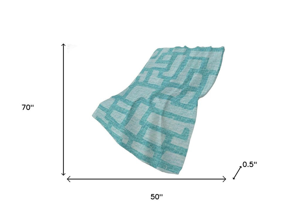 50" X 70" Turquoise And Aqua Abstract Plush Throw Blanket HomeRoots