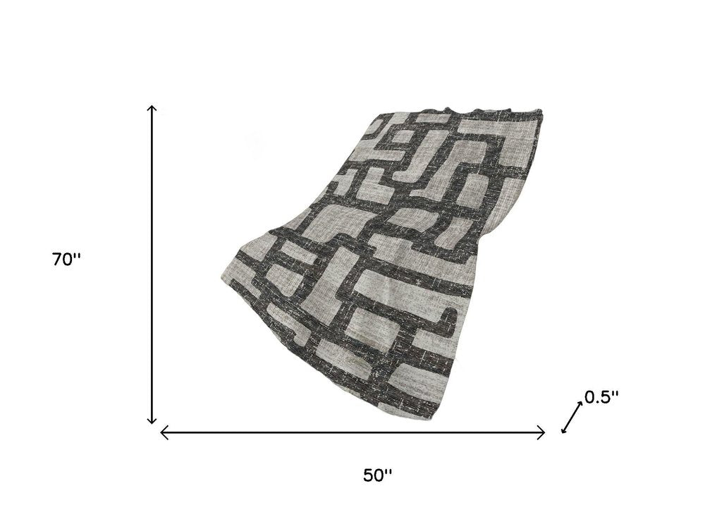 50" X 70" Gray And Black Abstract Plush Throw Blanket HomeRoots