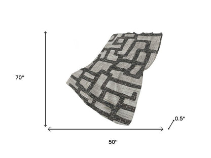 50" X 70" Gray And Black Abstract Plush Throw Blanket HomeRoots
