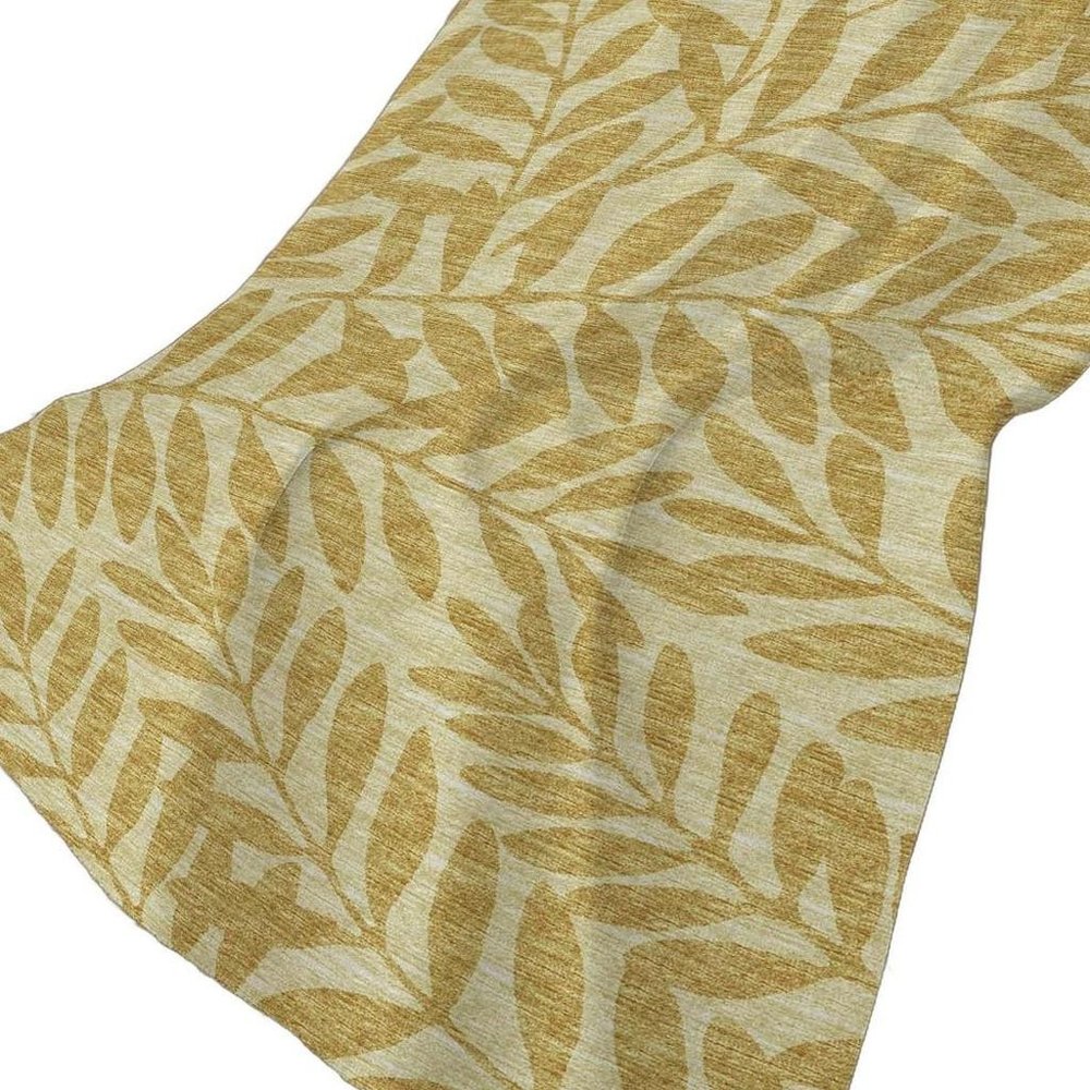 50" X 70" Gold And Beige Floral Polyester Woven Plush Throw Blanket HomeRoots