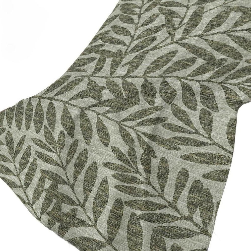 50" X 70" Artichoke Green And Gray Floral Polyester Woven Plush Throw Blanket HomeRoots