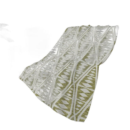 50" X 70" Olive Green And Beige Geometric Polyester Woven Plush Throw Blanket HomeRoots
