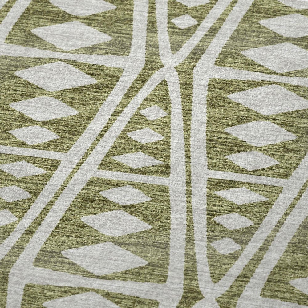 50" X 70" Olive Green And Beige Geometric Polyester Woven Plush Throw Blanket HomeRoots