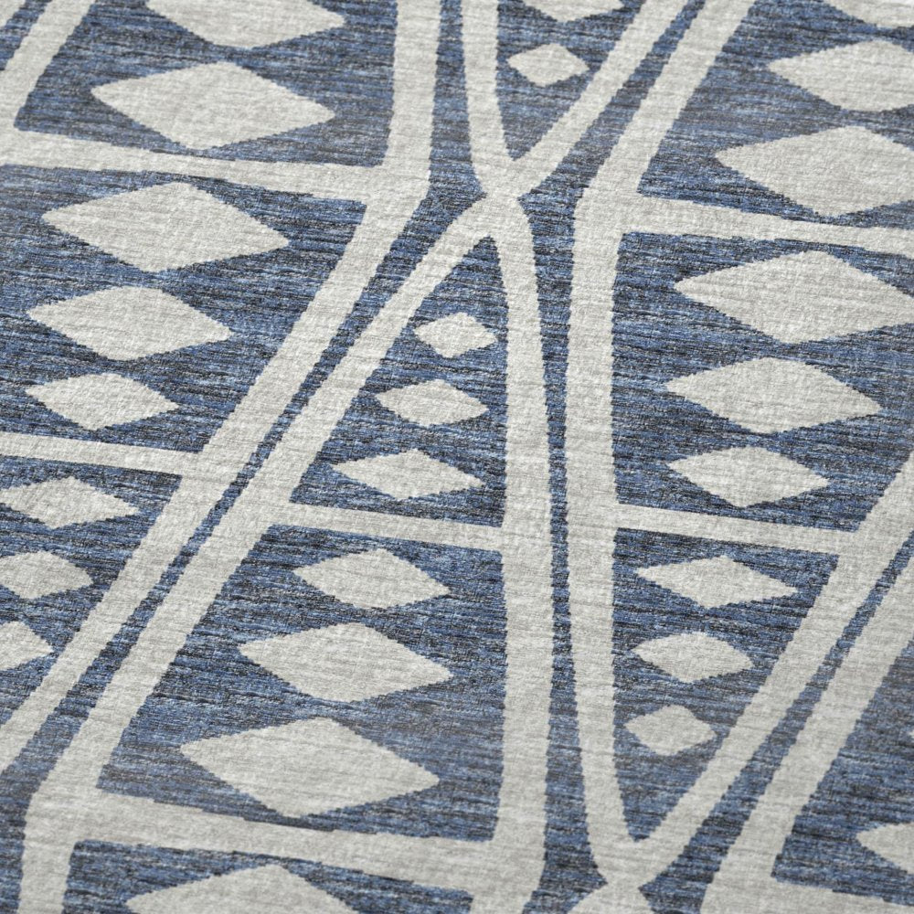 50" X 70" Blue And Ivory Microfiber Geometric Plush Throw Blanket HomeRoots