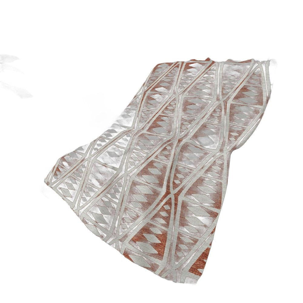 50" X 70" Rust And Beige Geometric Polyester Woven Plush Throw Blanket HomeRoots