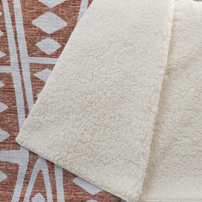 50" X 70" Rust And Beige Geometric Polyester Woven Plush Throw Blanket HomeRoots