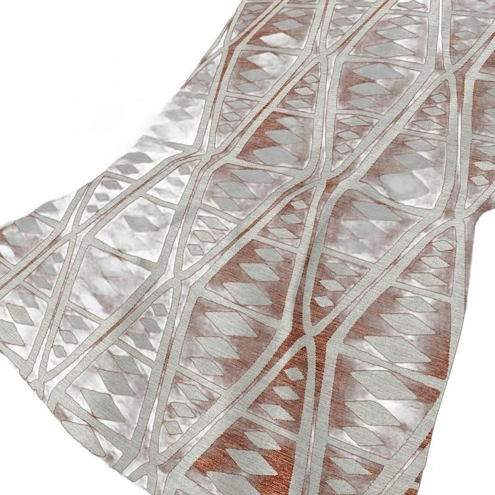 50" X 70" Rust And Beige Geometric Polyester Woven Plush Throw Blanket HomeRoots