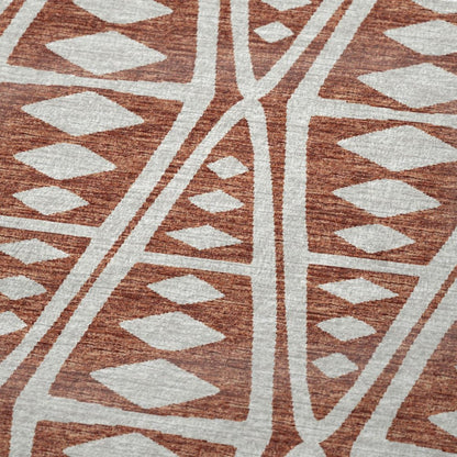 50" X 70" Rust And Beige Geometric Polyester Woven Plush Throw Blanket HomeRoots