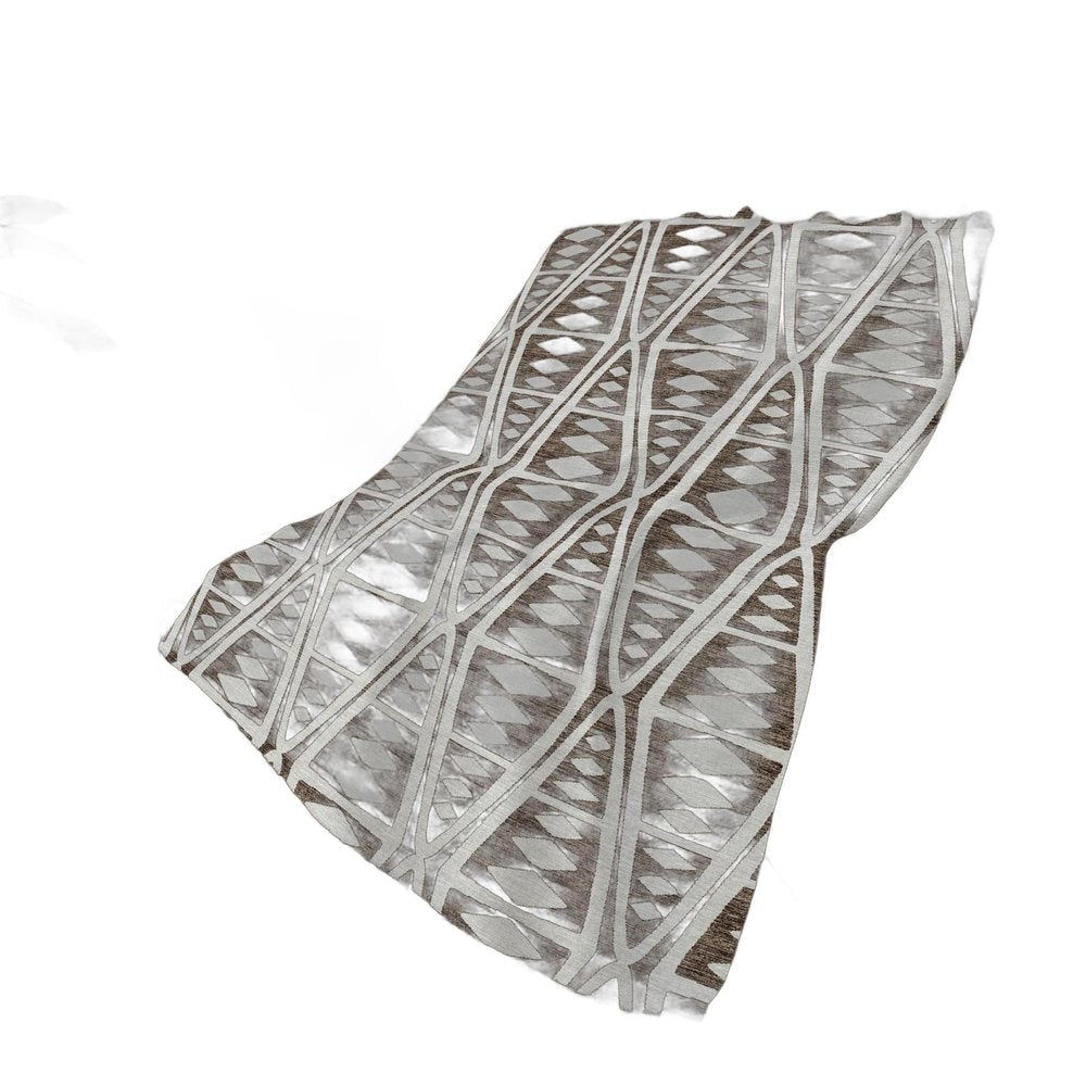 50" X 70" Brown And Ivory Geometric Polyester Woven Plush Throw Blanket HomeRoots