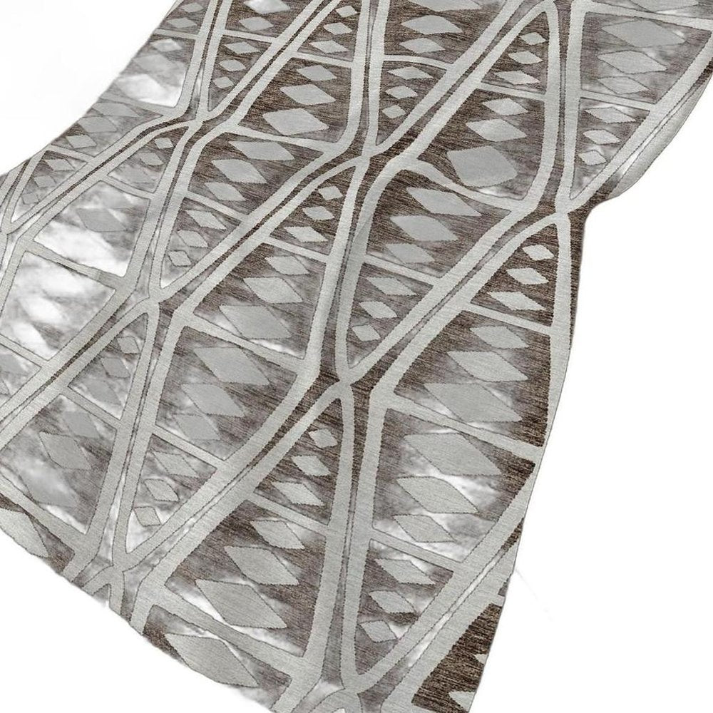 50" X 70" Brown And Ivory Geometric Polyester Woven Plush Throw Blanket HomeRoots