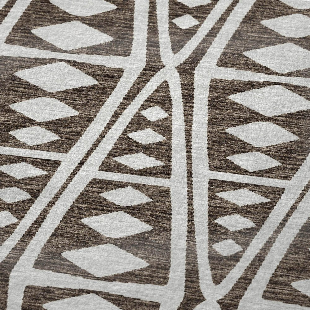 50" X 70" Brown And Ivory Geometric Polyester Woven Plush Throw Blanket HomeRoots